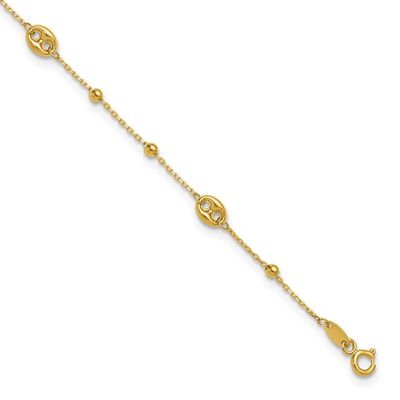 Beads Station 9 Inch Plus 1 Inch Extender Anklet 14k Gold Polished LF2119-9 196904280119