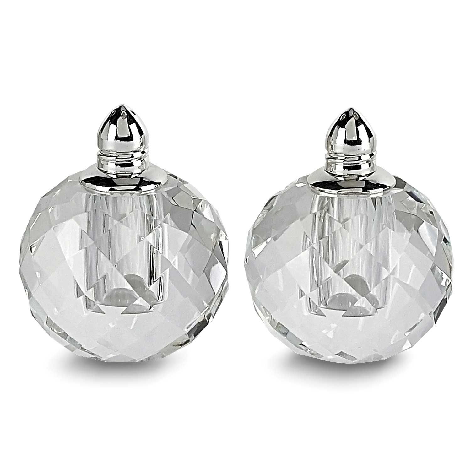 Badash Handcrafted Lead-Free Crystal Silver-Plated Zendra Salt and Pepper Shakers GP4075