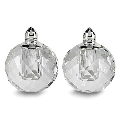 Badash Handcrafted Lead-Free Crystal Silver-Plated Zendra Salt and Pepper Shakers GP4075