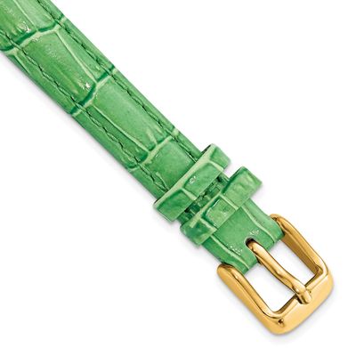 Debeer 12mm Green Crocodile Grain Chronograph Leather with Gold-Tone Buckle 6.75 Inch Watch Band BA…