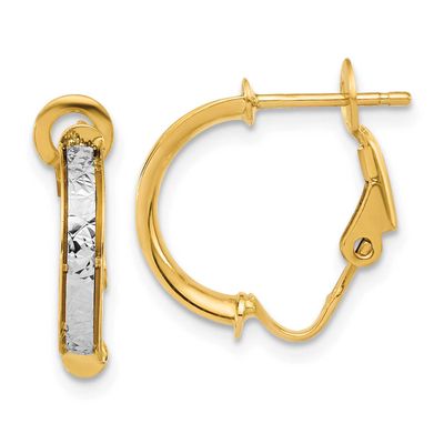 Diamond-Cut Omega Back Earrings 14k Two-tone Gold Polished LE2877