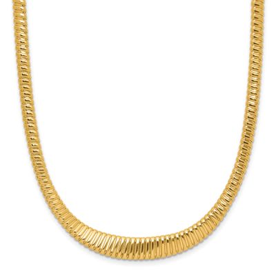 Ridged Graduated Necklace 14k Gold Polished LF1984-18 196904325568