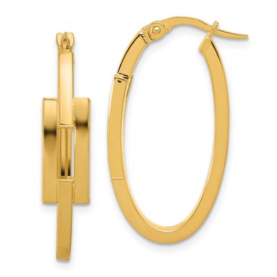 Oval Sqare Tube Hoop Earrings 14k Gold Polished LE2746 196904340950
