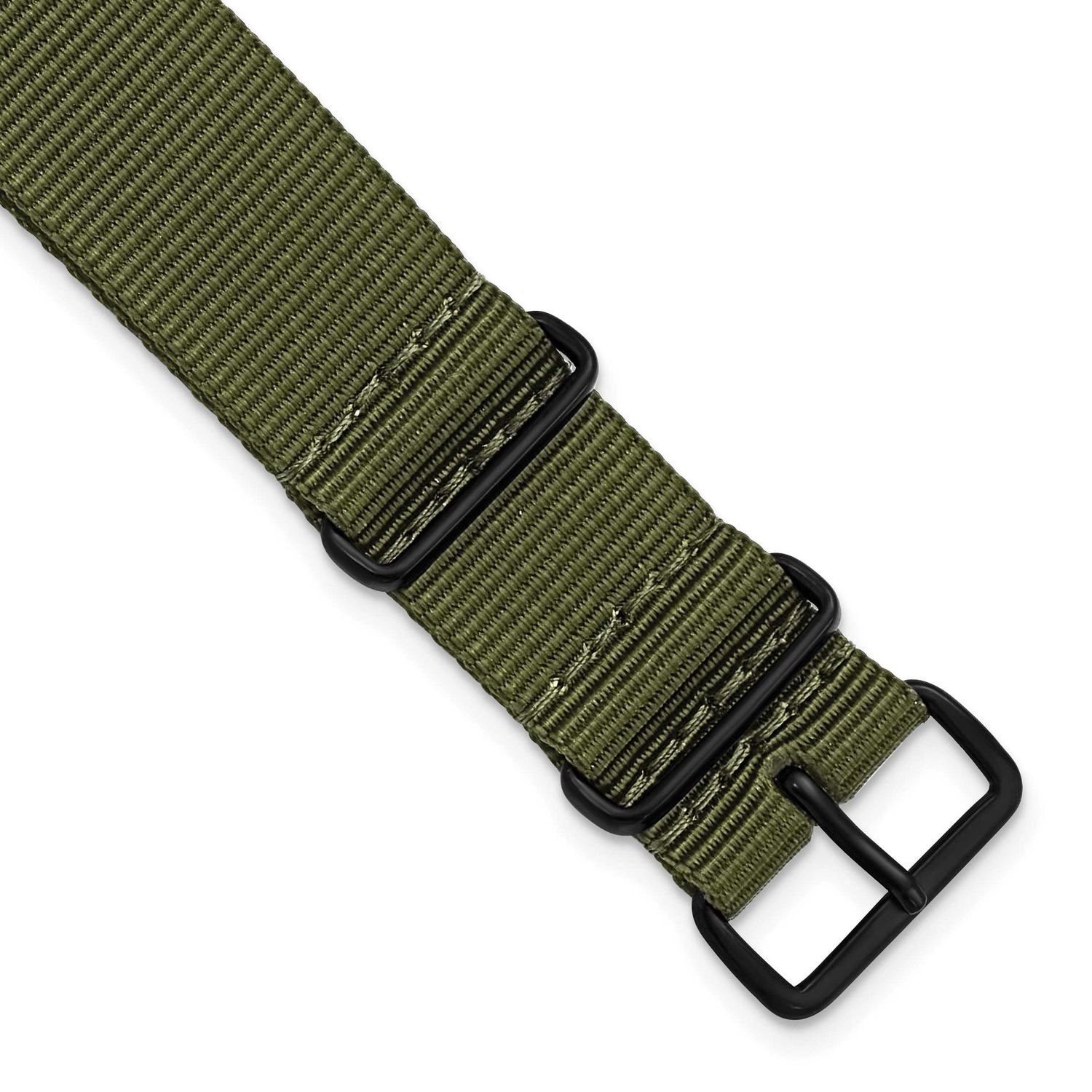Debeer 22mm One-Piece Olive Military Ballistic G10 Nylon with Black Pvd-Plated Buckle 10.75 Inch Wa…