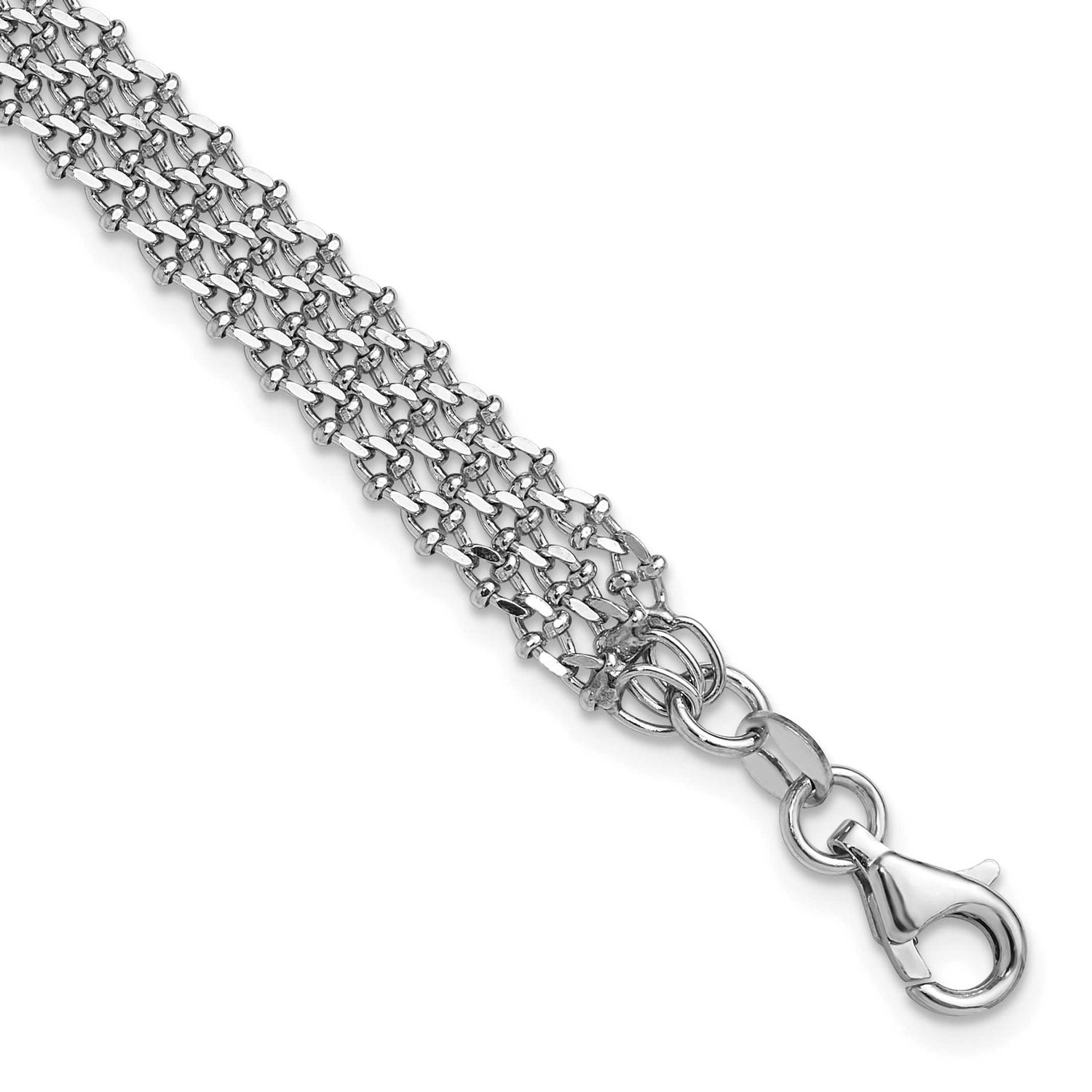 3-Strand with 1 Inch Extender Bracelet Sterling Silver Rhodium-plated Polished QLF1354-7 1969041830…
