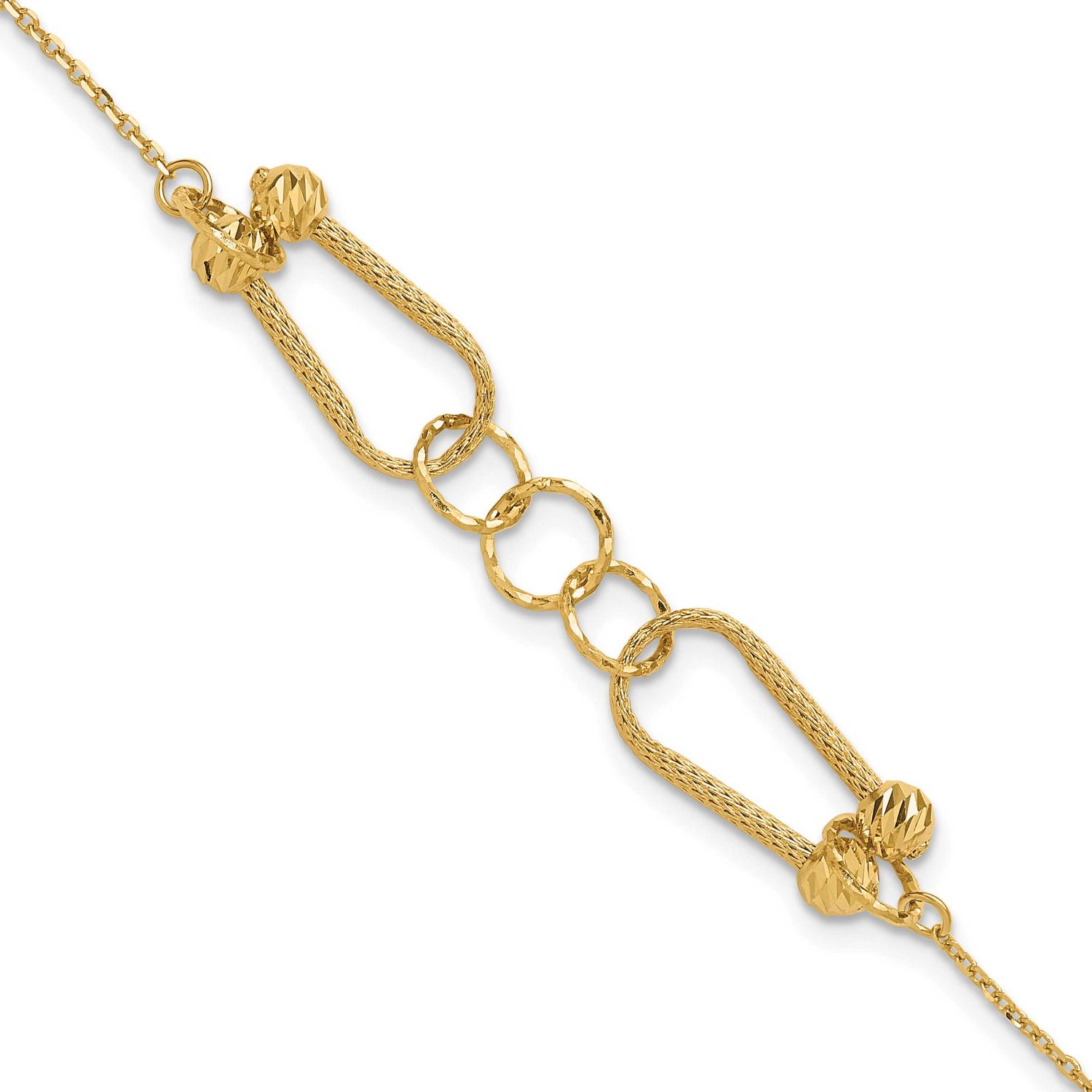 Diamond-Cut Fancy Link with 1 Inch Extender Bracelet 14k Gold Polished LF1970-7 196904339510