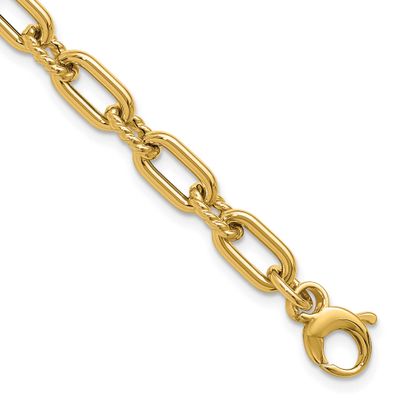 Textured Fancy Link Bracelet 14k Gold Polished LF1950-7.5 196904332436