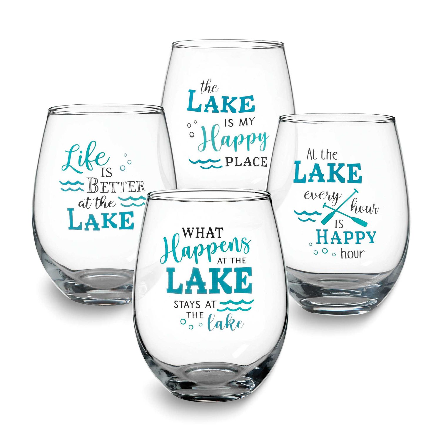 Lillian Rose At The Lake Set of 4 Stemless Wine Glasses with Assorted Sayings GM23960 710309458500