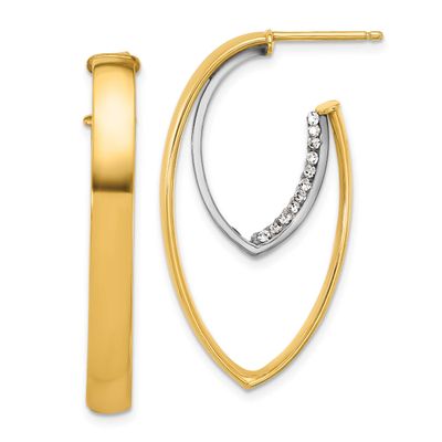 White Rhodium Polished Crystal Oval Drop Post Earrings 14k Gold LE2692 196904333389