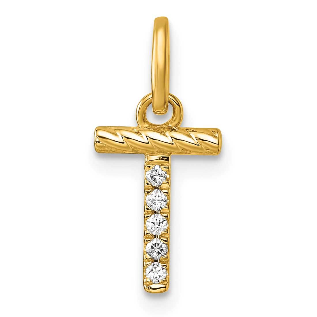 Twisted .05 Ct. Diamond Initial T Charm 14k Gold PM10732T-YA