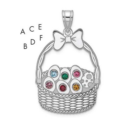 6 Birthstone with Bezel Easter Basket Pendant Sterling Silver QMP1538/6SS