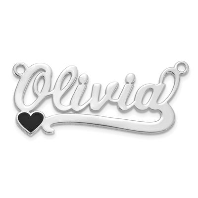 Epoxy Heart Name Plate 10k White Gold 10XNA1506W