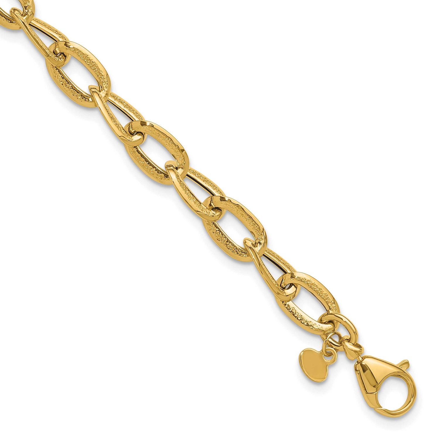 Fancy Link Bracelet 14k Gold Polished and Satin LF1966-7.5 196904338926