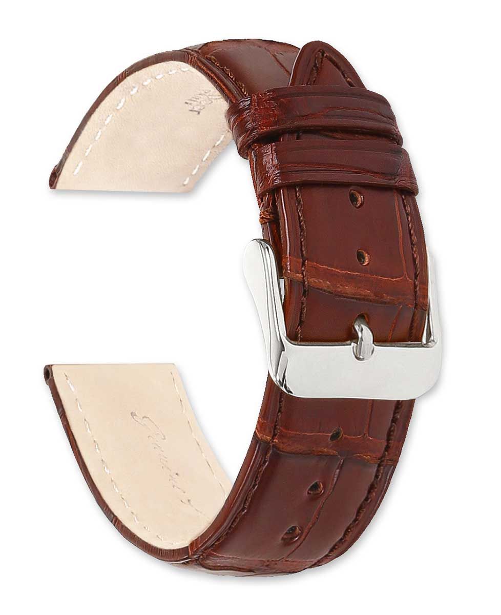 Genuine Alligator Matte Havana 20mm Gold-Tone Buckle Watch Band 414MY-20