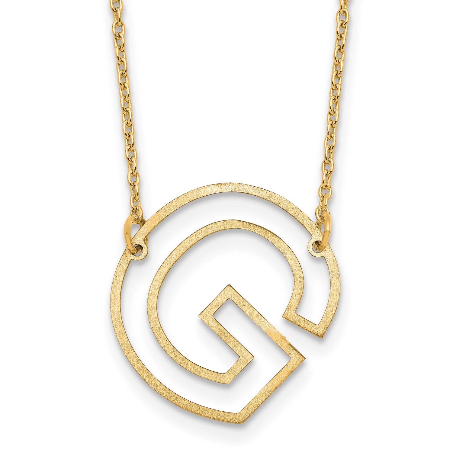 Sideways Cut Out Initial G Necklace 14k Gold XNA1473Y/G