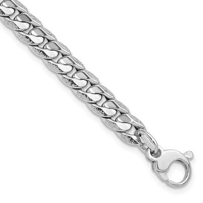 Textured Fancy Curb Bracelet 14k White Gold Polished LF1865W-7.5 196904332948