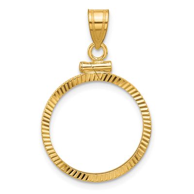 Diamond-Cut 19.0mm x 1.1mm Screw Top Coin Bezel Pendant 10k Gold Polished 10C1885D/19.0