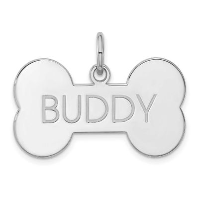 Large Bone Animal Information Tag Sterling Silver Rhodium-plated XNA1551SS