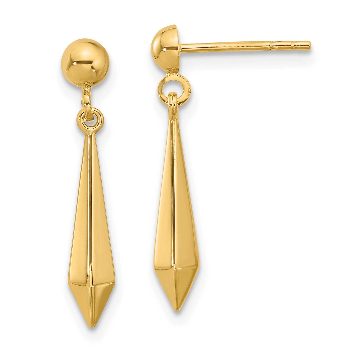 Post Dangle Earrings 14k Gold Polished LE2641 196904171257