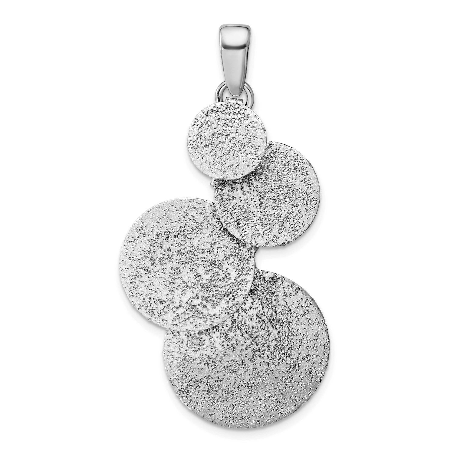 Radiant Essence Textured Contemporary Circles Pendant Sterling Silver QLF1472