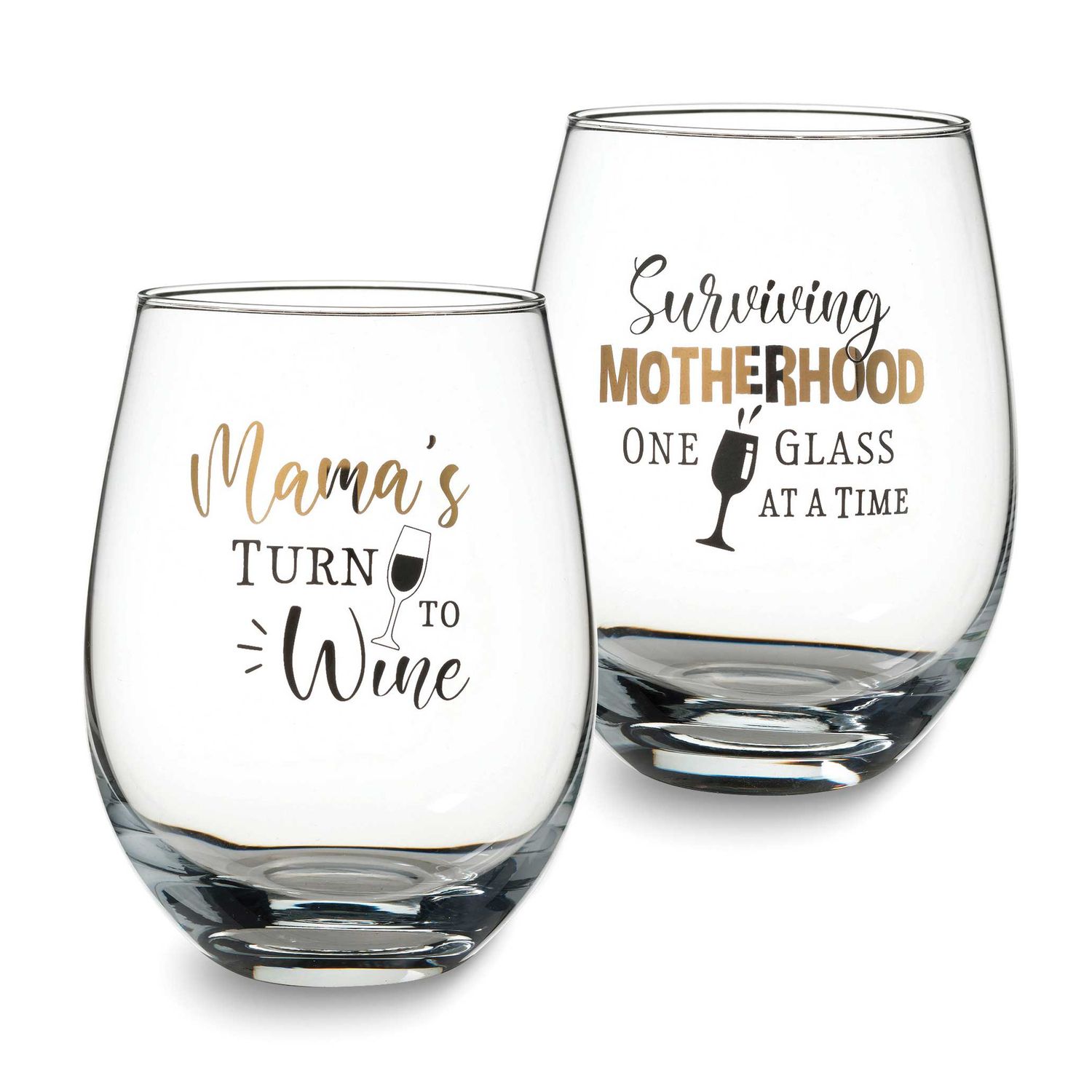 Lillian Rose Mama&#39;s Set of 2 Stemless Wine Glasses with Assorted Sayings GM23957 710309458562