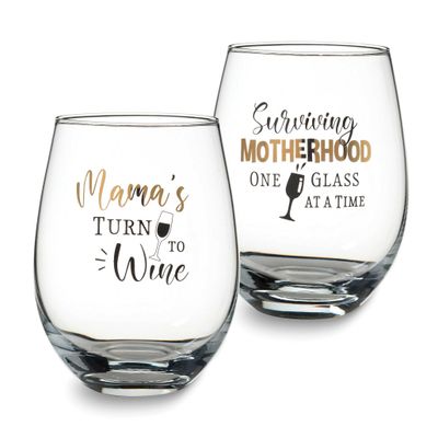 Lillian Rose Mama&#39;s Set of 2 Stemless Wine Glasses with Assorted Sayings GM23957 710309458562