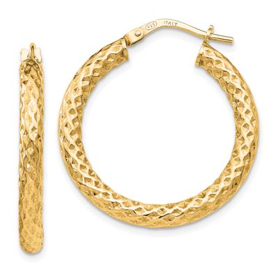 Gold-Tone Polished/Textured Hinged Hoop Earrings Sterling Silver QLE274Y