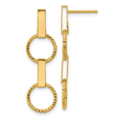 Diamond-Cut Circle Dangle Post Earrings 14k Gold Polished LE2848 196904316009
