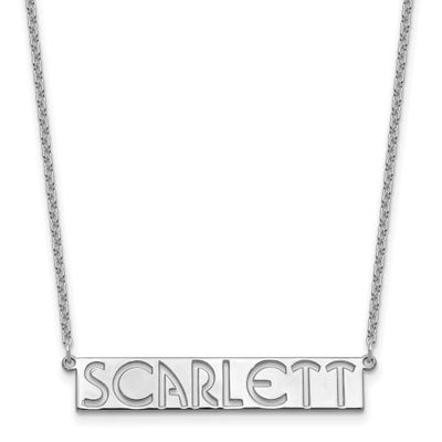 7-9 Letter Cut-Out Name Bar Necklace Sterling Silver Rhodium-plated XNA1528SS