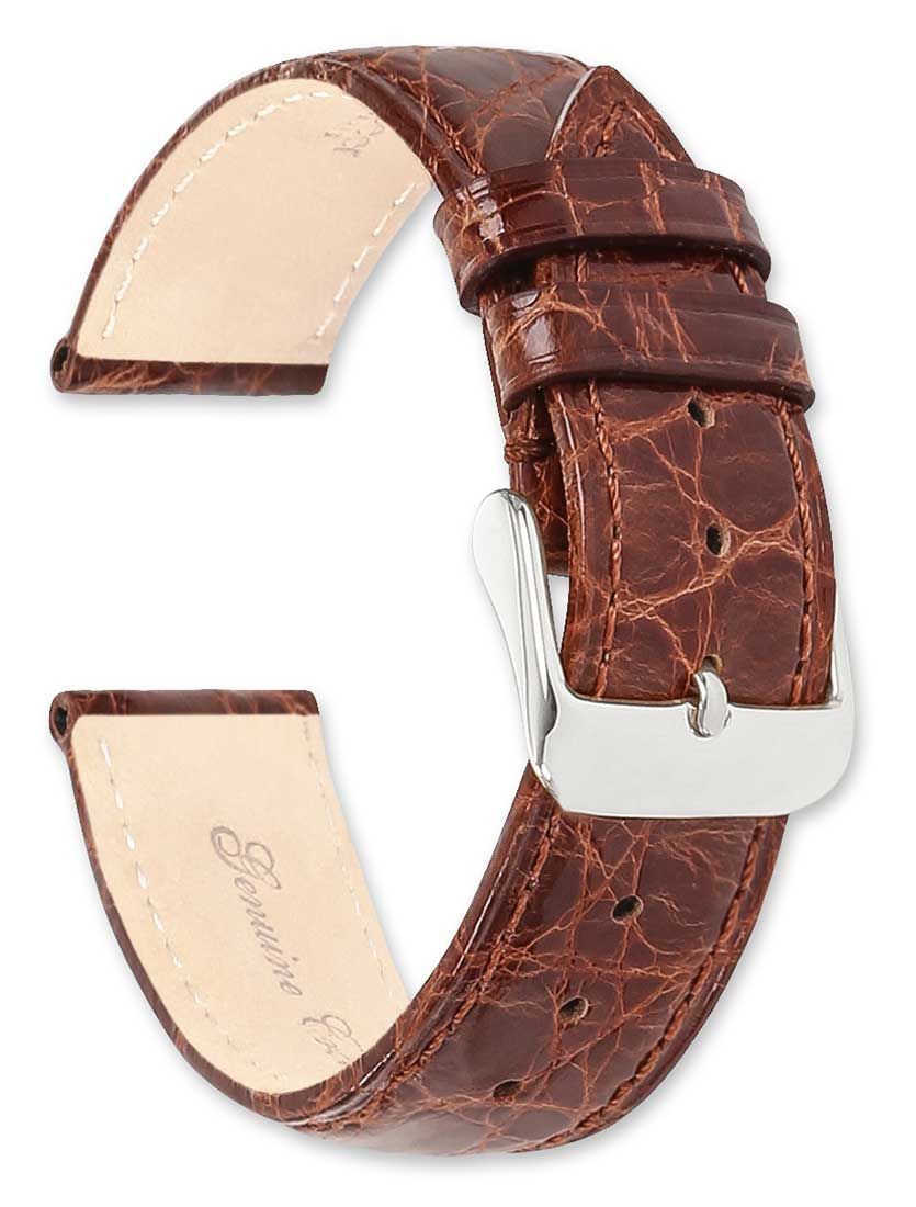 Genuine Crocodile Havana 20x18 Gold-Tone Bkle Watch Band 414Y-20