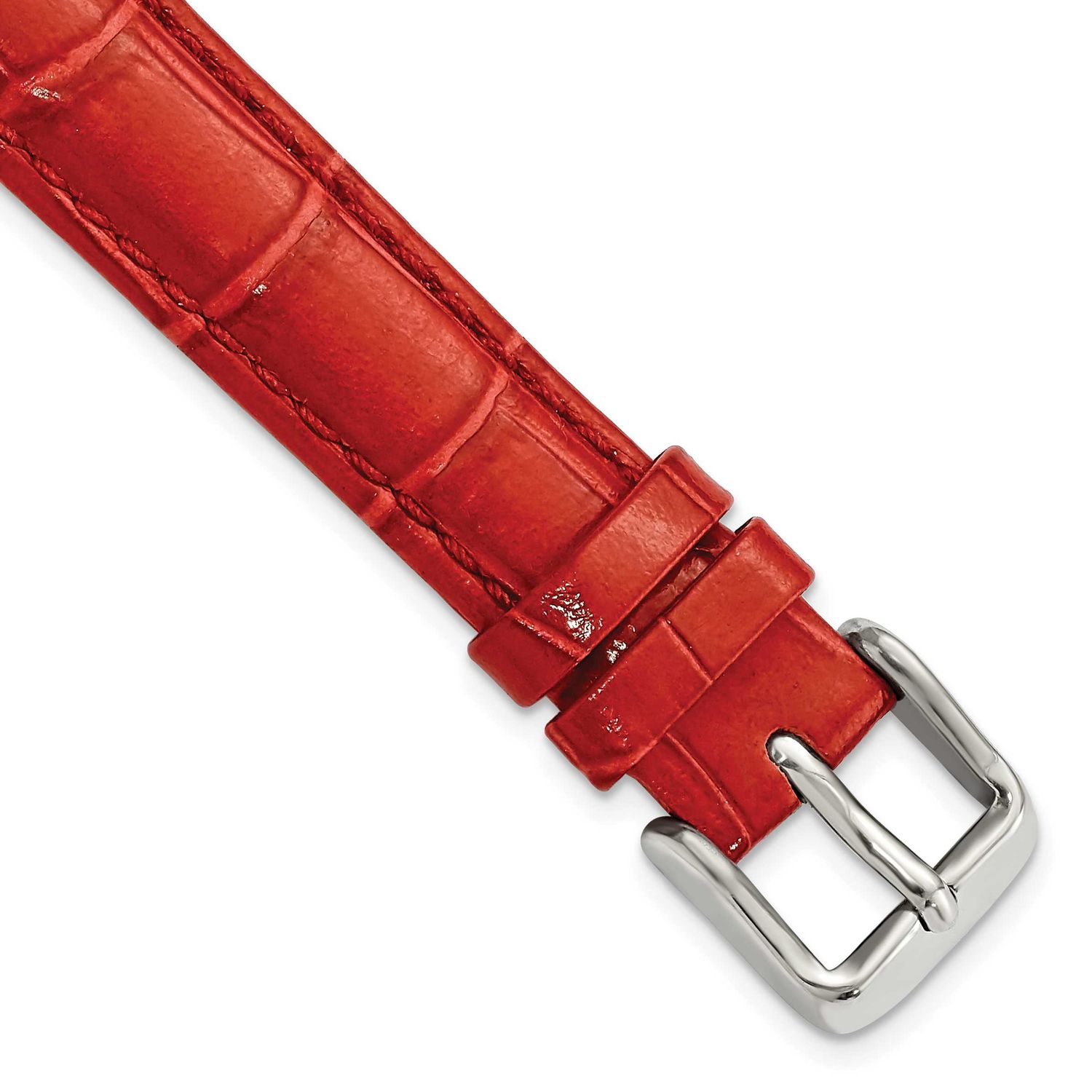 Debeer 14mm Red Crocodile Grain Chronograph Leather with Silver-Tone Buckle 6.75 Inch Watch Band BA…
