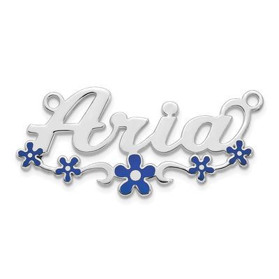 Epoxy Flower Name Plate Sterling Silver Rhodium-plated XNA1493SS