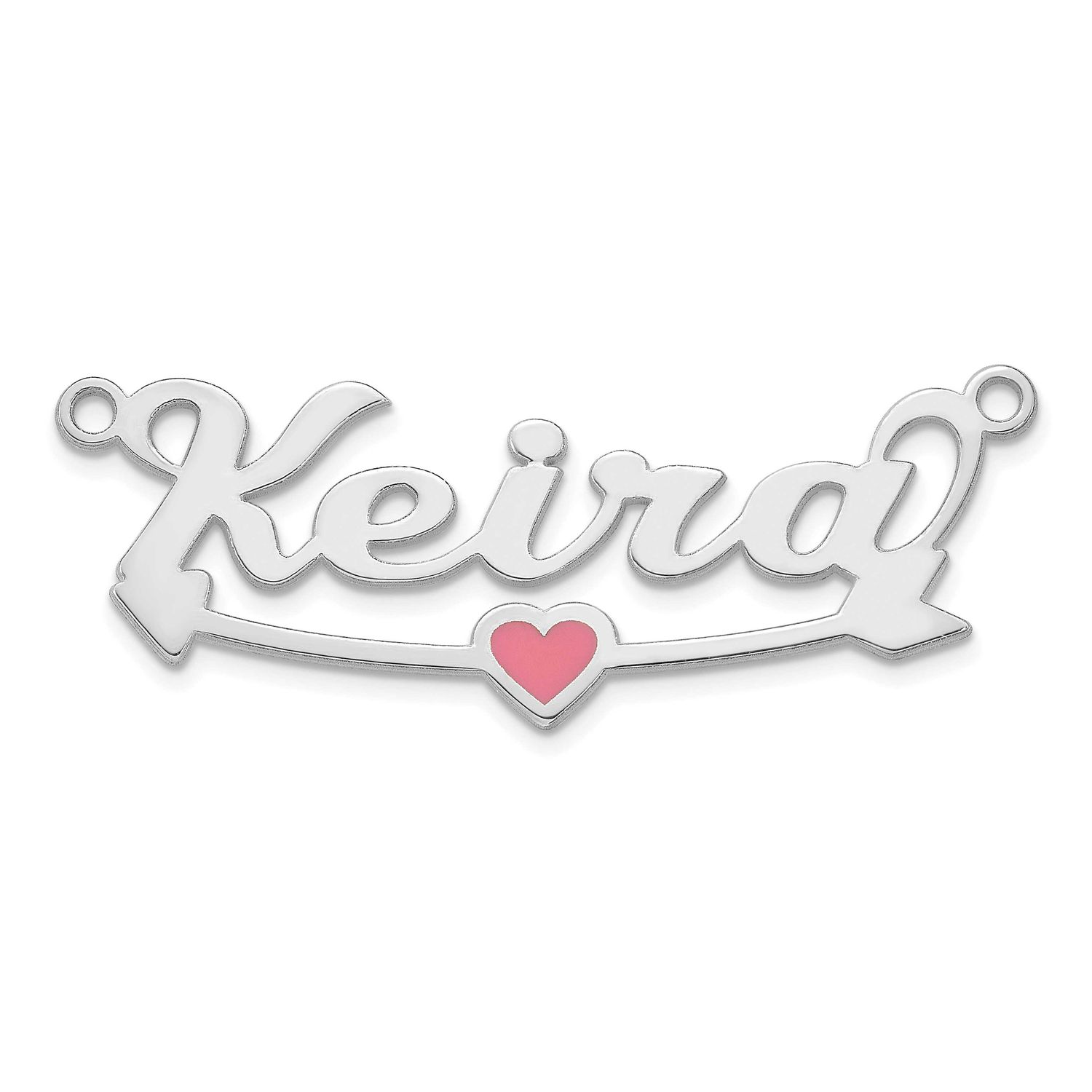 Epoxy Heart and Arrow Name Plate Sterling Silver Rhodium-plated XNA1491SS