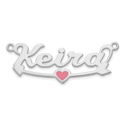 Epoxy Heart and Arrow Name Plate Sterling Silver Rhodium-plated XNA1491SS