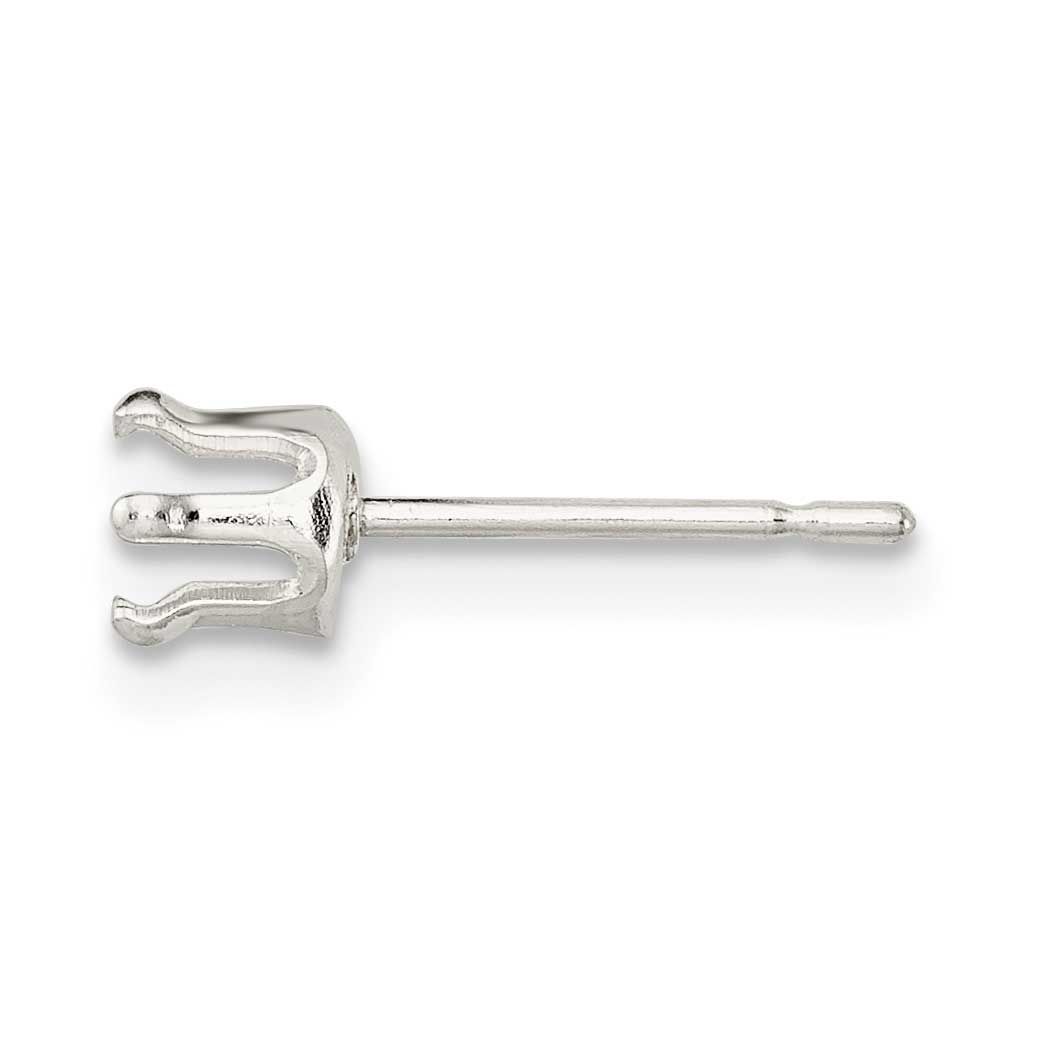Round 6-Prong Snap-In 6.0mm Earrings Setting Sterling Silver SS3006-6