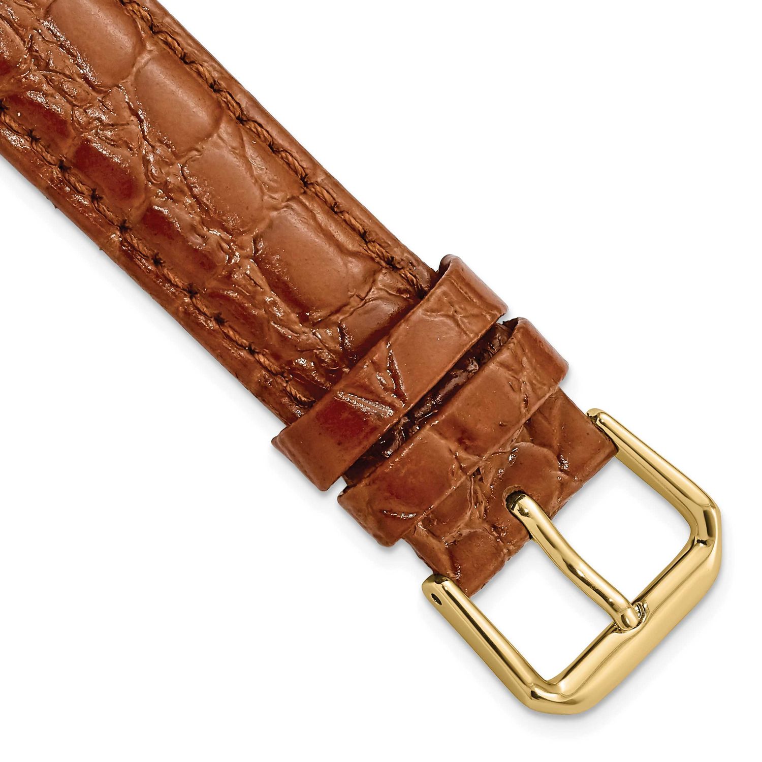Debeer 17mm Havana Alligator Grain Leather with Gold-Tone Buckle 7.5 Inch Watch Band BA24-17 886774…