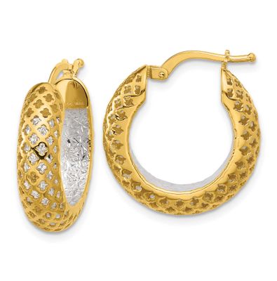 Diamond-Cut Hoop Earrings 14k Two-tone Gold Polished LE2819 196904316320