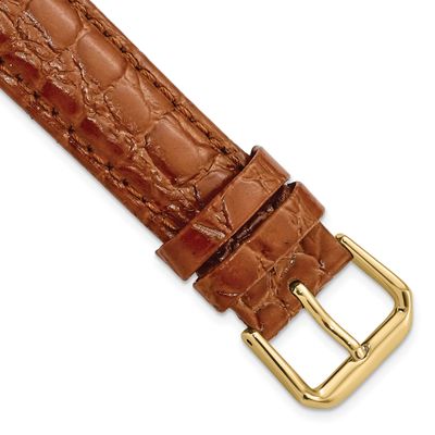 Debeer 17mm Havana Alligator Grain Leather with Gold-Tone Buckle 7.5 Inch Watch Band BA24-17 886774…