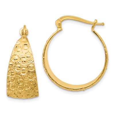 Gold-Tone Textured Hoop Earrings Sterling Silver QLE1446Y 196904348130