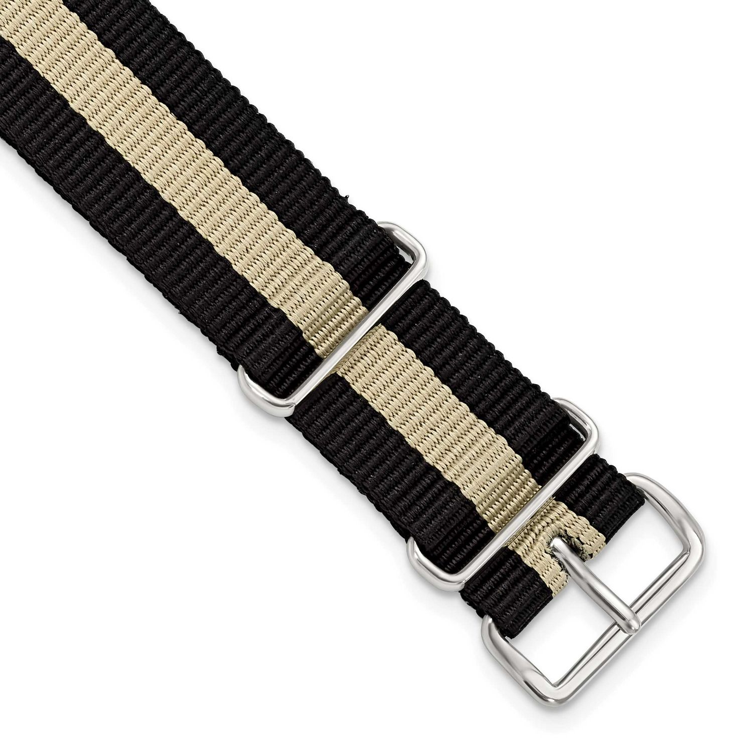 Debeer 20mm One-Piece Black and Olive Striped Military Ballistic G10 Nylon with Silver-Tone Buckle …