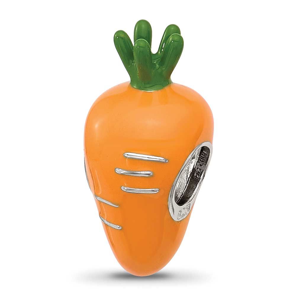 Enamel Carrot Bead Sterling Silver QRS4557 196904279229