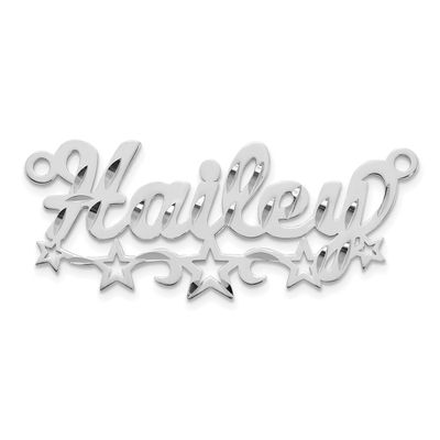 Diamond-Cut Cut-Out Stars Name Plate Sterling Silver Rhodium-plated XNA1533SS