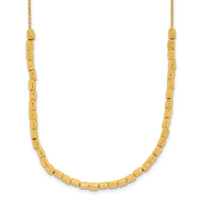 Polished Hammered with 2 Inch Extender Necklace Sterling Silver Gold-plated QLF1361-16 196904183014