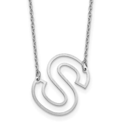 Sideways Cut Out Initial S Necklace Sterling Silver XNA1473SS/S