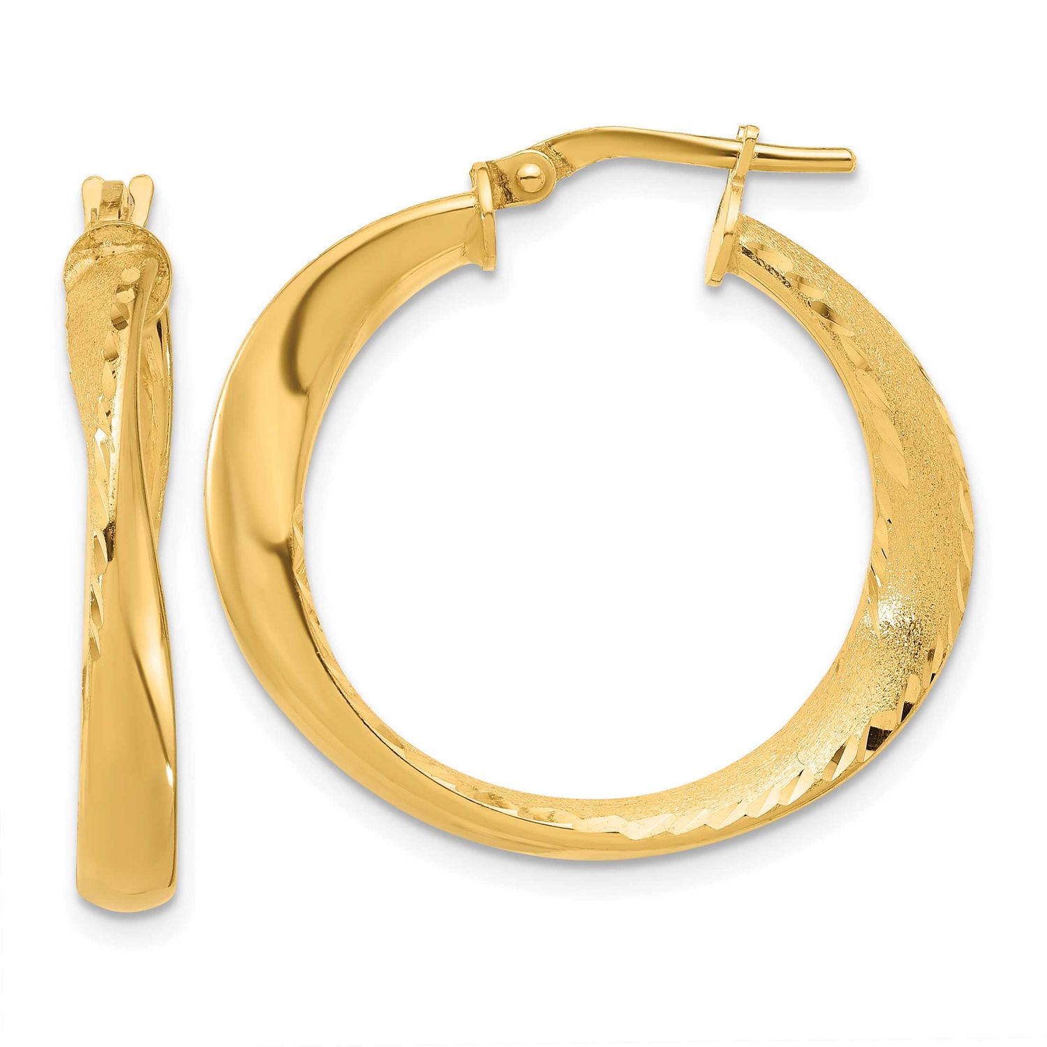 Polished Hoop Earrings Sterling Silver Gold-plated QLE1489Y