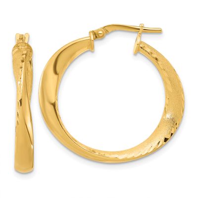 Polished Hoop Earrings Sterling Silver Gold-plated QLE1489Y