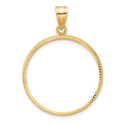 Diamond-Cut 25.0mm Prong Coin Bezel Pendant 10k Gold Polished 10C1801D/25.0