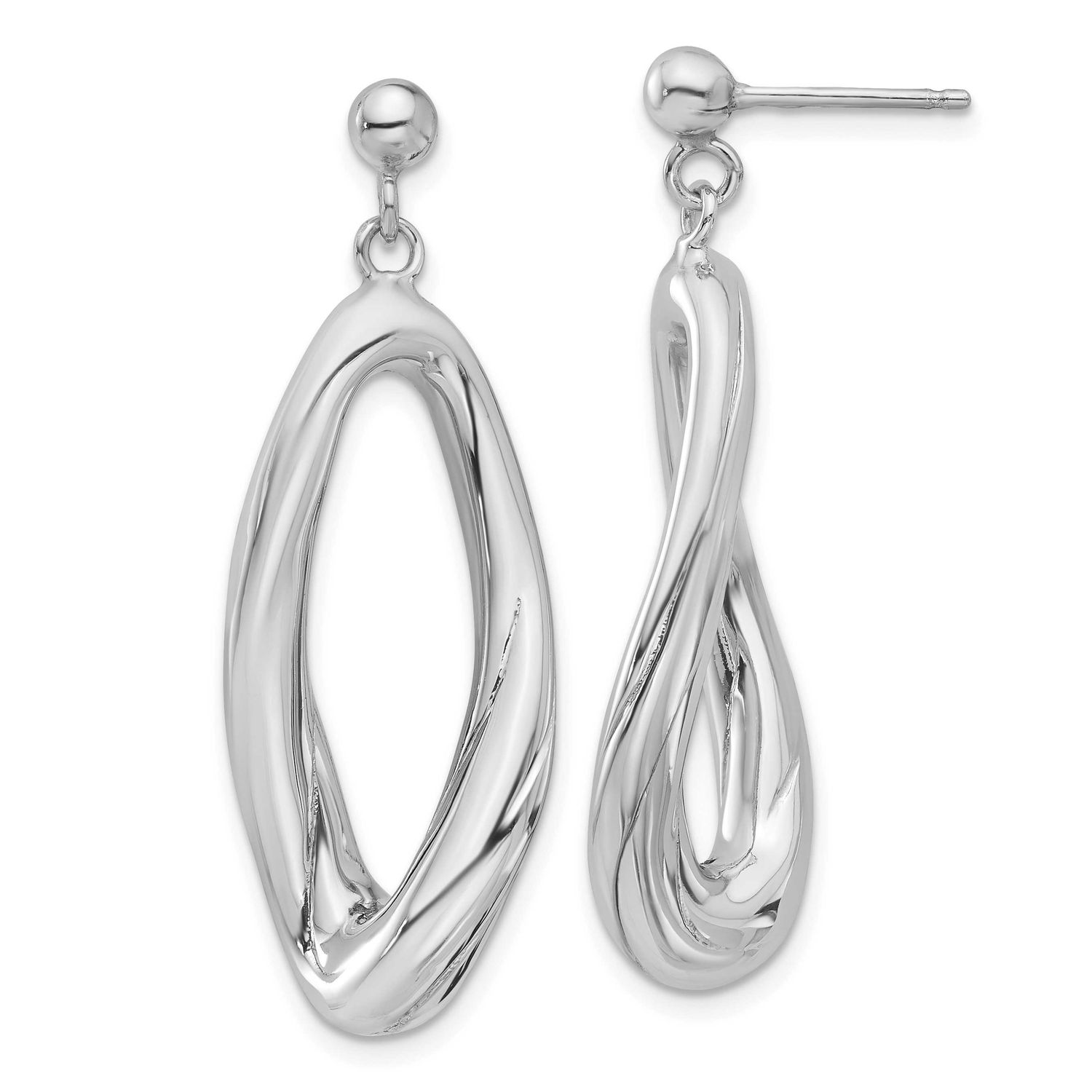 Polished Dangle Post Earrings Sterling Silver Rhodium-plated QLE1475 196904346594