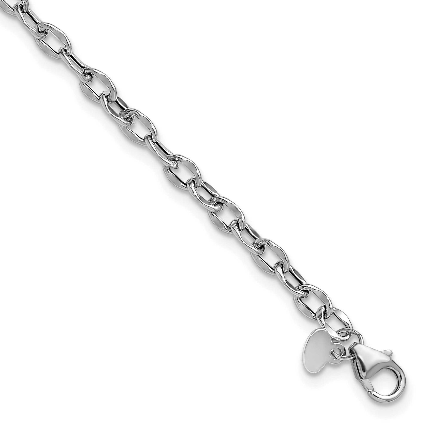 Fancy Flat Cable Link Bracelet 14k White Gold Polished LF2263W-7.5
