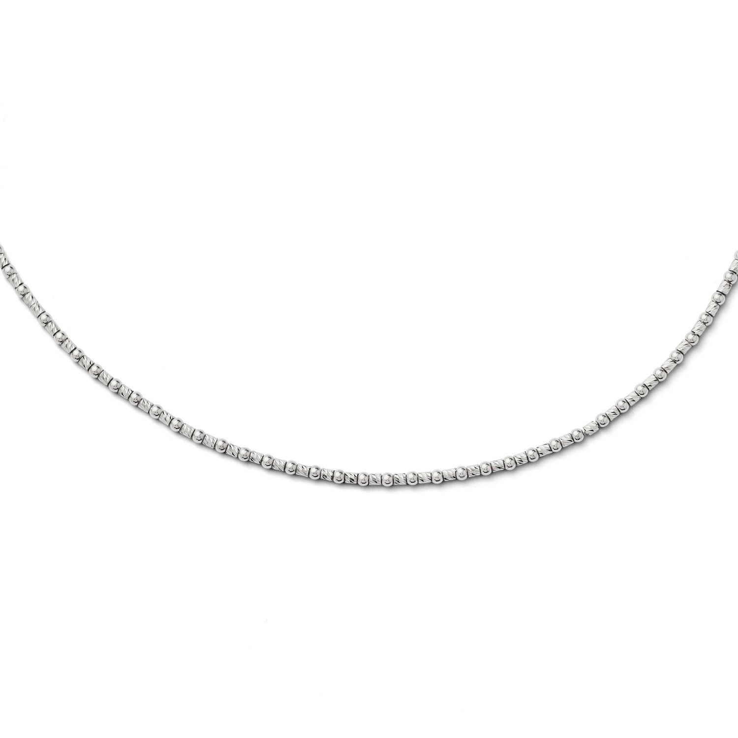 Diamond-Cut Beaded Necklace with 2 Inch Extender Sterling Silver QLF173-16 886774969848
